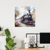 Landschaft mit einem viktorianischen Zug Poster (Heimbüro)