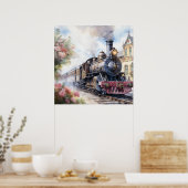 Landschaft mit einem viktorianischen Zug Poster (Küche)