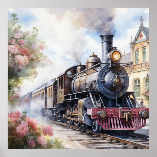 Landschaft mit einem viktorianischen Zug Poster (Vorne)
