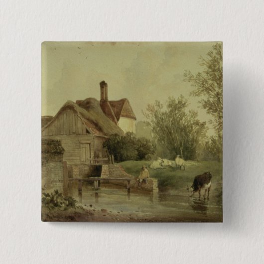 Landschaft mit einer Hütte Button (Vorderseite)