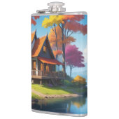 Landschaft mit einer Hütte neben dem See-5656 Flachmann (Links)