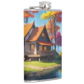 Landschaft mit einer Hütte neben dem See-5656 Flachmann (Rechts)