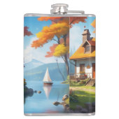 Landschaft mit einer Hütte neben dem See-5656 Flachmann (Rückseite)