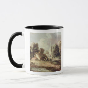 Landschaft mit einer Kirche, Hütte, Dorfbewohner Tasse