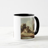 Landschaft mit einer Kirche, Hütte, Dorfbewohner Tasse (VorderseiteRechts)