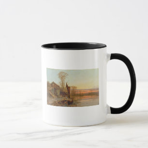 Landschaft mit einer ruinierten Hütte an Tasse