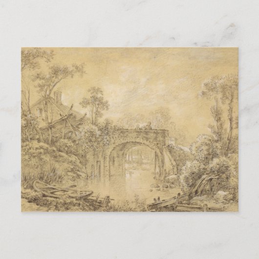 Landschaft mit einer rustikalen Brücke Postkarte (Vorderseite)