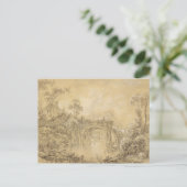 Landschaft mit einer rustikalen Brücke Postkarte (Stehend Vorderseite)