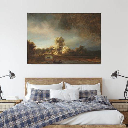 Landschaft mit einer Steinbrücke, Rembrandt van Ri Leinwanddruck (Insitu (Schlafzimmer))