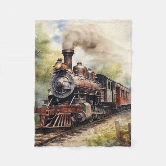 Landschaft mit einer viktorianischen Eisenbahn Fleecedecke (Vorderseite)