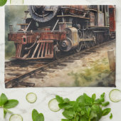 Landschaft mit einer viktorianischen Eisenbahn Geschirrtuch (Gefaltet)