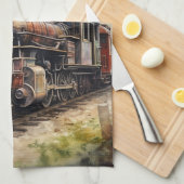 Landschaft mit einer viktorianischen Eisenbahn Geschirrtuch (Viertel Falte)