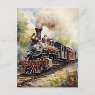 Landschaft mit einer viktorianischen Eisenbahn Postkarte