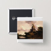 Landschaft mit einer Windmühle Kunst Button (Vorne & Hinten)