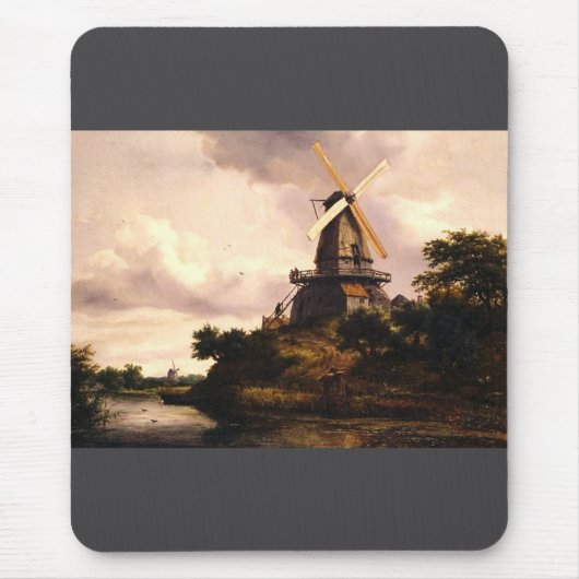 Landschaft mit einer Windmühle Kunst Mousepad (Vorne)
