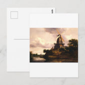 Landschaft mit einer Windmühle Kunst Postkarte (Vorne/Hinten)
