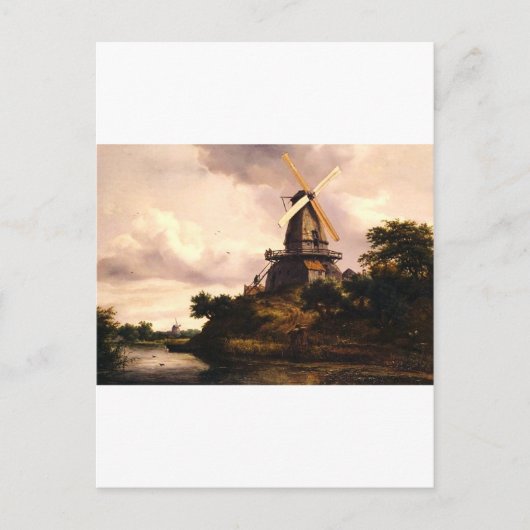 Landschaft mit einer Windmühle Kunst Postkarte (Vorderseite)
