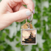 Landschaft mit einer Windmühle Kunst Schlüsselanhänger (Hand)