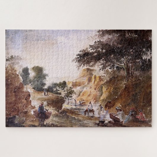 Landschaft mit Figuren an einem Fluss 1853-1854 -  Puzzle (Horizontal)
