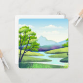 Landschaft mit Fluss Karte (Vorderseite/Rückseite Beispiel)