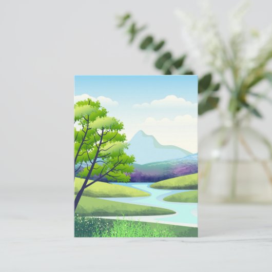 Landschaft mit Fluss Postkarte (Stehend Vorderseite)