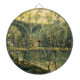 Landschaft mit Fluss und Brücke: Frühlingsvormitta Dartscheibe