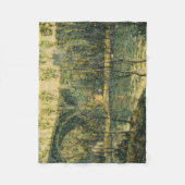 Landschaft mit Fluss und Brücke: Frühlingsvormitta Fleecedecke (Vorderseite)