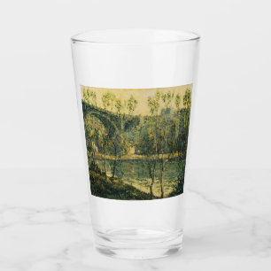 Landschaft mit Fluss und Brücke: Frühlingsvormitta Glas