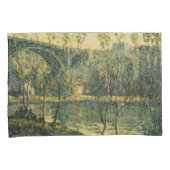 Landschaft mit Fluss und Brücke: Frühlingsvormitta Kissenbezug (Vorderseite-Rechts)