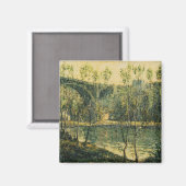 Landschaft mit Fluss und Brücke: Frühlingsvormitta Magnet (Vorderseite/Rückseite)