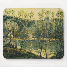 Landschaft mit Fluss und Brücke: Frühlingsvormitta Mousepad