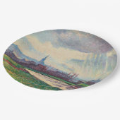 Landschaft mit Fluss (von Maximilien Luce) Pappteller (Schrägansicht)