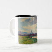 Landschaft mit Fluss (von Maximilien Luce) Zweifarbige Tasse (Vorderseite Links)