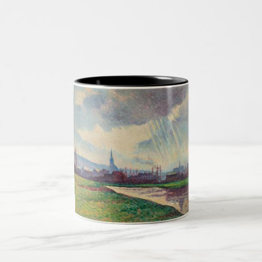 Landschaft mit Fluss (von Maximilien Luce) Zweifarbige Tasse (Mittel)