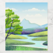 Landschaft mit Fluss Weinetikett (Einzelnes Label)