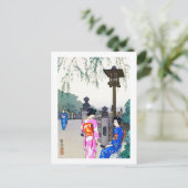 Landschaft mit Frauen in einem Kimono, Hiroshi Yos Postkarte (Stehend Vorderseite)