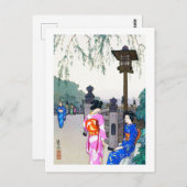 Landschaft mit Frauen in einem Kimono, Hiroshi Yos Postkarte (Vorne/Hinten)