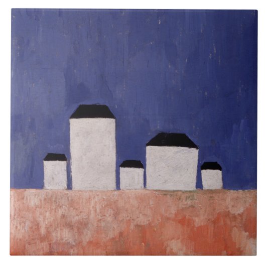 Landschaft mit fünf Häusern, c.1932 Fliese (Vorderseite)