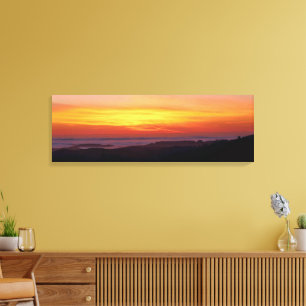 Landschaft mit goldenem Sonnenuntergang auf Leinwa Leinwanddruck