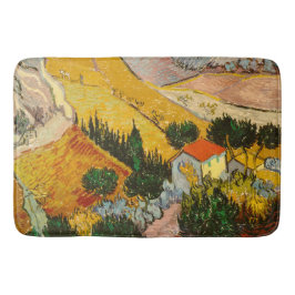 Landschaft mit Haus und PloughmaVincent van Gogh Badematte