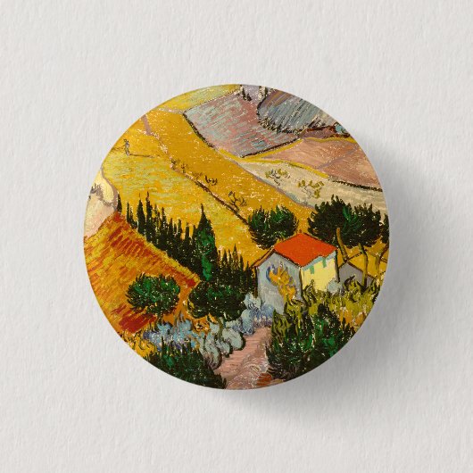 Landschaft mit Haus und PloughmaVincent van Gogh Button (Vorderseite)