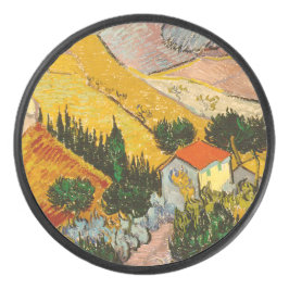 Landschaft mit Haus und PloughmaVincent van Gogh Eishockey Puck