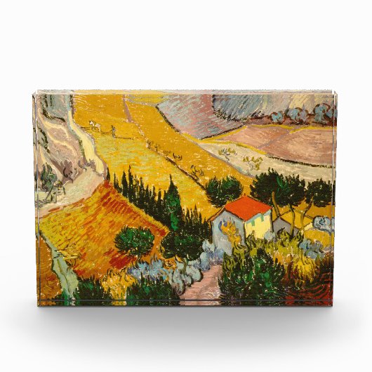 Landschaft mit Haus und PloughmaVincent van Gogh Fotoblock (Vorderseite)