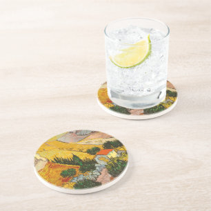 Landschaft mit Haus und PloughmaVincent van Gogh Getränkeuntersetzer