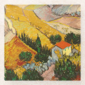 Landschaft mit Haus und PloughmaVincent van Gogh Glasuntersetzer (Vorderseite)