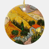 Landschaft mit Haus und PloughmaVincent van Gogh Keramik Ornament (Hinten)