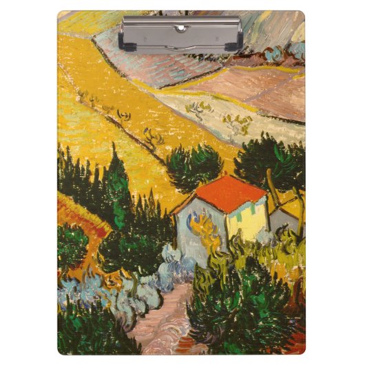 Landschaft mit Haus und PloughmaVincent van Gogh Klemmbrett (Vorderseite)