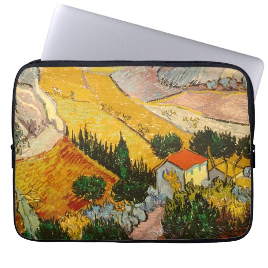 Landschaft mit Haus und PloughmaVincent van Gogh Laptopschutzhülle (Vorderseite)