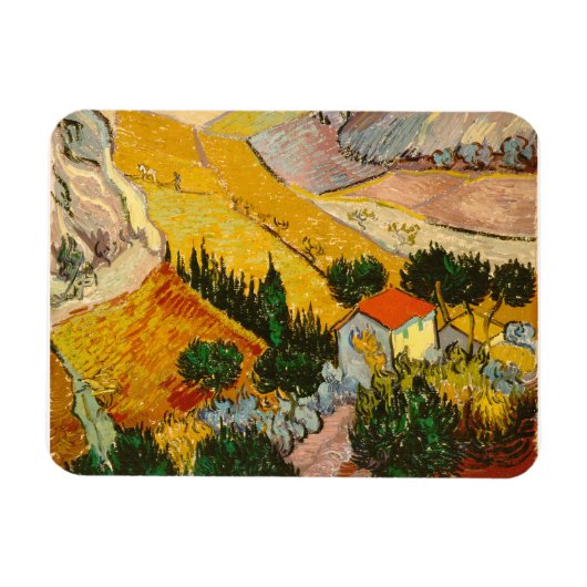 Landschaft mit Haus und PloughmaVincent van Gogh Magnet (Horizontal)