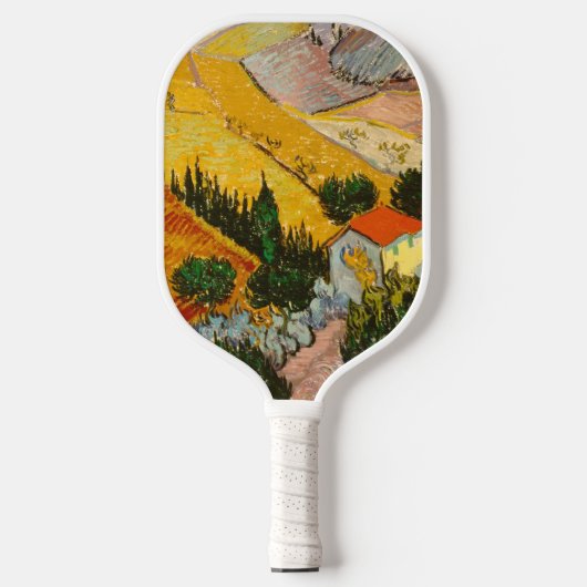 Landschaft mit Haus und PloughmaVincent van Gogh Pickleball Schläger (Vorderseite)